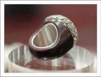 Dome ring - ebbenhout, zilver, champagnekleurige zirconia&rsquo;s